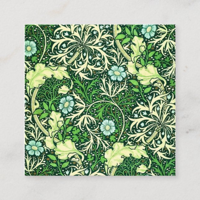 William Morris - Green Seaweed Pattern Quadratische Visitenkarte (Vorderseite)