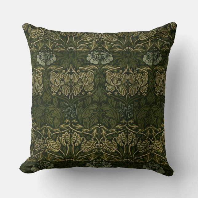 William Morris: Green Tulip & Rose Throw Kissen (Vorderseite)