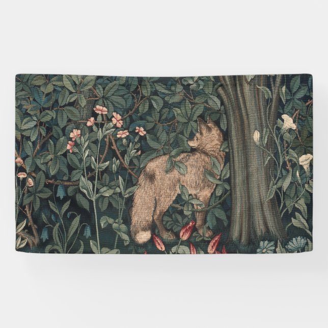William Morris Greenery Fox Wildlife Banner (Horizontal)