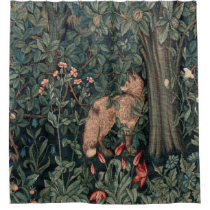 William Morris Greenery Fox Wildlife Duschvorhang