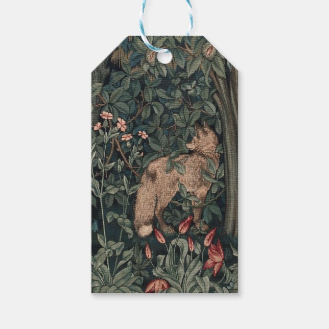 William Morris Greenery Fox Wildlife Geschenkanhänger (Vorderseite)