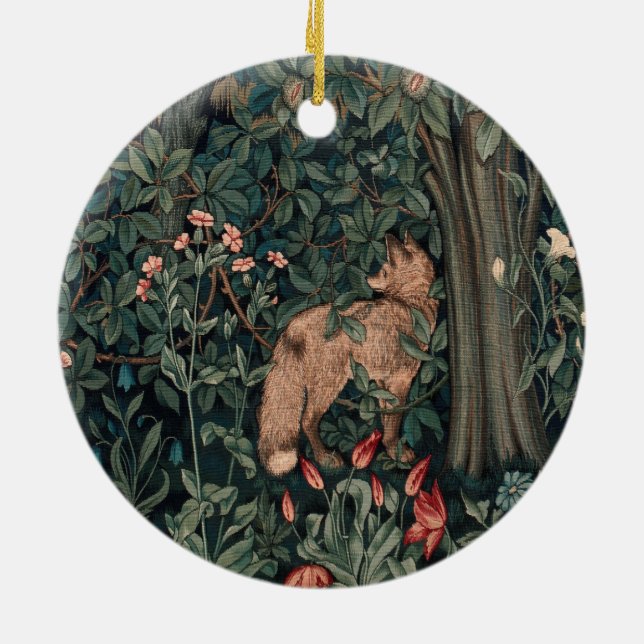 William Morris Greenery Fox Wildlife Keramik Ornament (Hinten)