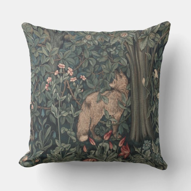William Morris Greenery Fox Wildlife Kissen (Vorderseite)