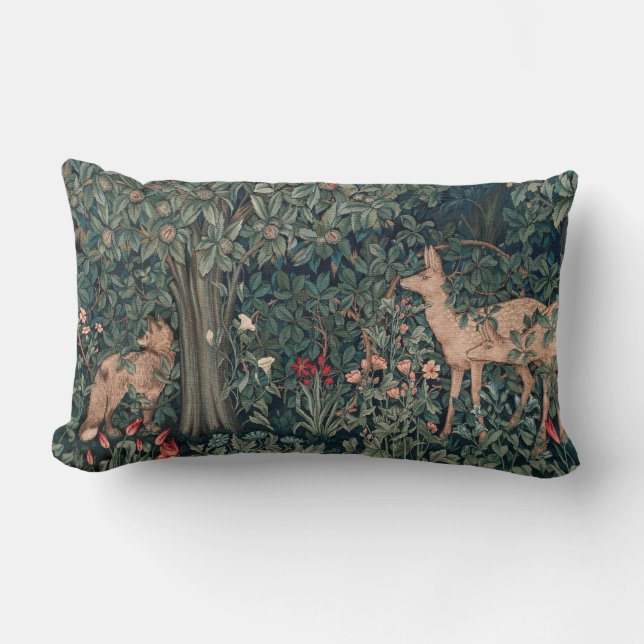 William Morris Greenery Fox Wildlife Lendenkissen (Vorderseite)