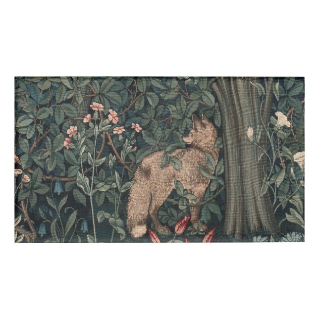 William Morris Greenery Fox Wildlife Namenschild (Vorderseite)