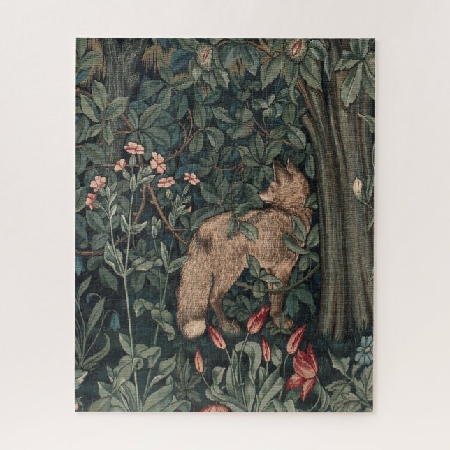 William Morris Greenery Fox Wildlife Puzzle (Vertikal)