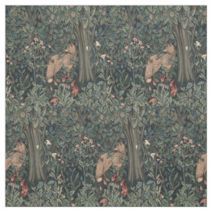 William Morris Greenery Fox Wildlife Stoff