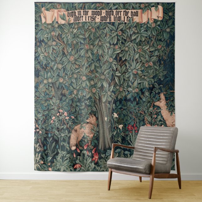 William Morris Greenery Fox Wildlife Wandteppich (Beispiel)