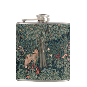 William Morris Greenery Fuchs Wildtier Kunst Flachmann