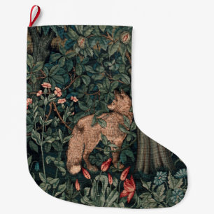 William Morris Greenery Fuchs Wildtier Kunst Großer Weihnachtsstrumpf