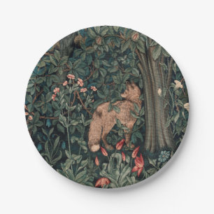 William Morris Greenery Fuchs Wildtier Kunst Pappteller