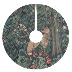 William Morris Greenery Fuchs Wildtier Kunst Polyester Weihnachtsbaumdecke