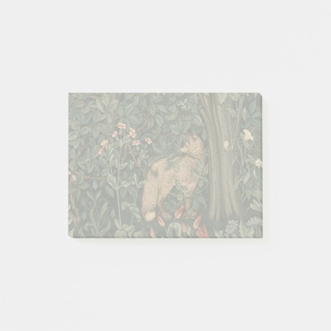 William Morris Greenery Fuchs Wildtier Kunst Post-it Klebezettel (Vorderseite)