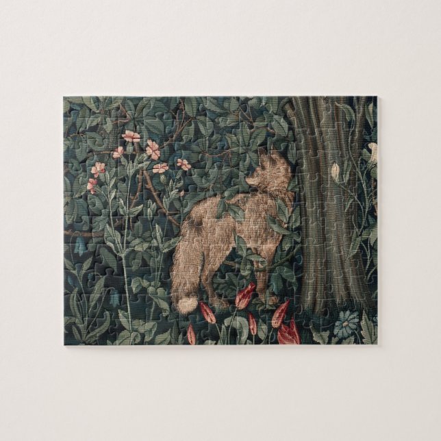 William Morris Greenery Fuchs Wildtier Kunst Puzzle (Horizontal)
