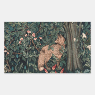 William Morris Greenery Fuchs Wildtier Kunst Rechteckiger Aufkleber