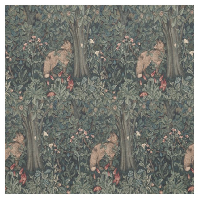 William Morris Greenery Fuchs Wildtier Kunst Stoff (Muster)