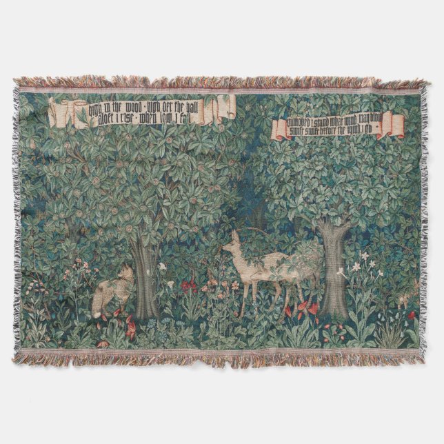 William Morris Greenery Wald Tier Botanisch Decke (Vorderseite)