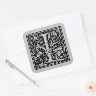 William Morris Großbuchstabe I Matt Silber Quadratischer Aufkleber