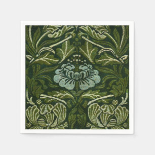 William Morris Große Grüne Tulpen-Rosen-Tapete Serviette