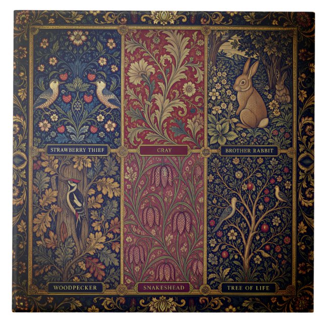 William Morris' große Patchwork-Collage Fliese (Vorderseite)