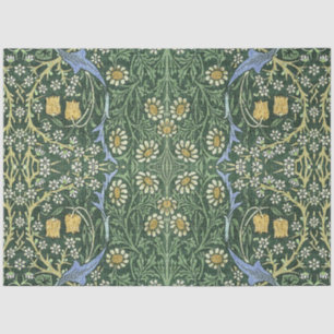 William Morris Grüne Blumen Vintage Weiße Gänseblü Seidenpapier