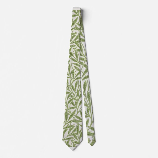 William Morris Grüner Blumen Botanischer Muster Krawatte (Vorderseite)