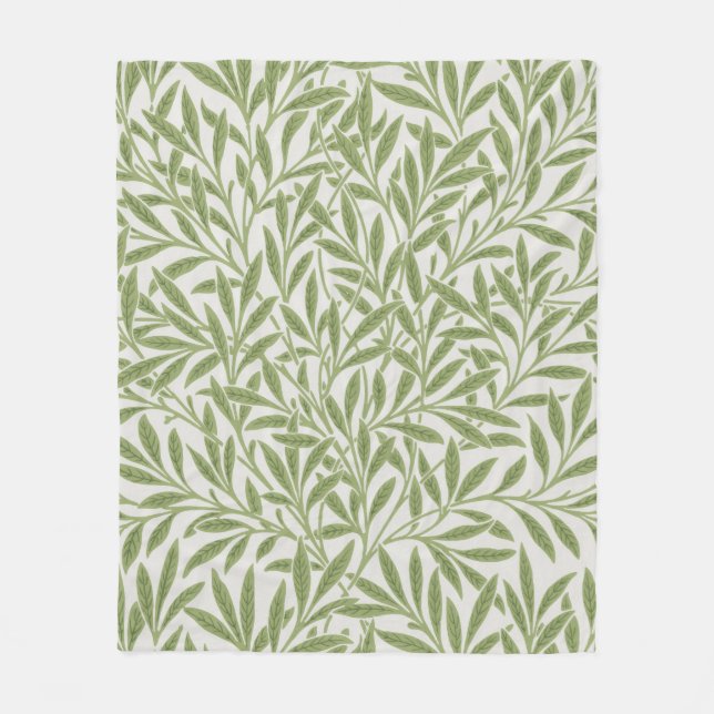 William Morris Grünes Florales Botanisches Muster Fleecedecke (Vorderseite)