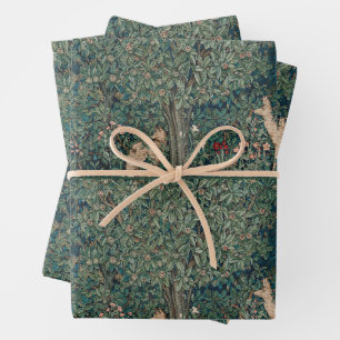 William Morris Grünwald Wald Tier Botanisch Geschenkpapier Set
