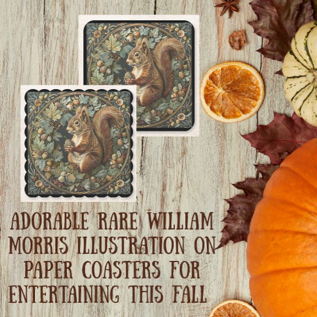 William Morris Herbst Eichhörnchen Blätter Beeren Rechteckiger Pappuntersetzer (Perfect for holiday entertaining this fall!)