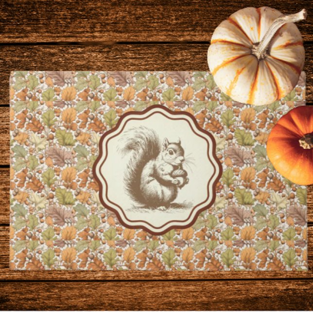 William Morris Herbstlaub Vintage Eichhörnchen Fußmatte (Welcome friends and family to your door this Autumn)