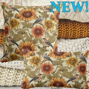 William Morris Herbstsonnenblumen Vögel Herbst Kissen
