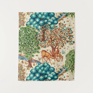 William Morris Hirsch an einem Bach Beige Wandteppich