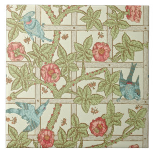 William Morris Historic Trellis Birds Reproduction Fliese