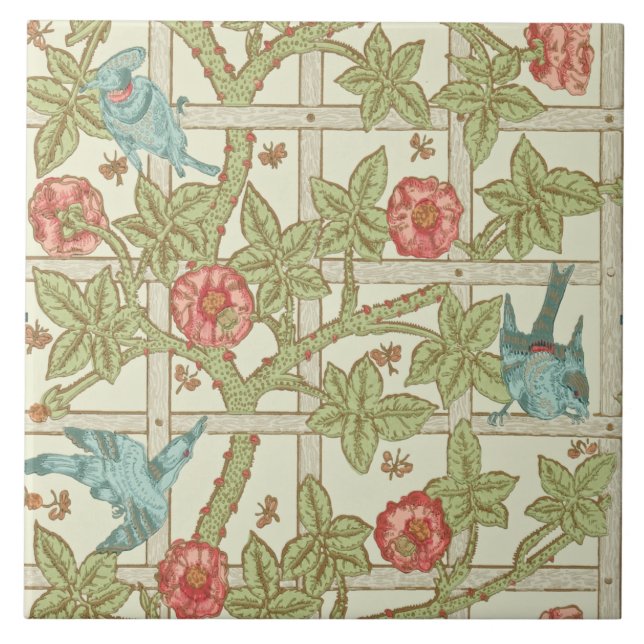 William Morris Historic Trellis Birds Reproduction Fliese (Vorderseite)