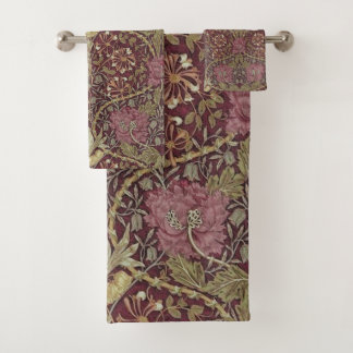 William Morris, Honeysuckle, blumenreich. Muster,  Badhandtuch Set