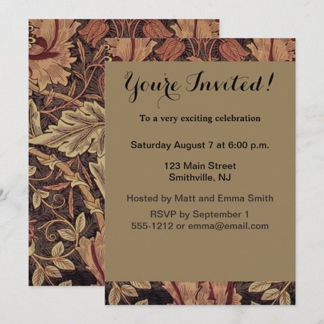 William Morris Honeysuckle Classic Einladung (Vorne/Hinten)