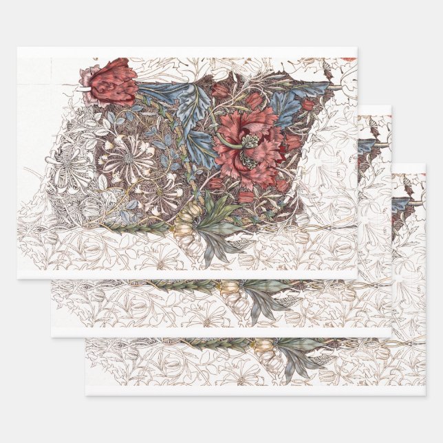 WILLIAM MORRIS : HONEYSUCKLE GESCHENKPAPIER SET (Set)