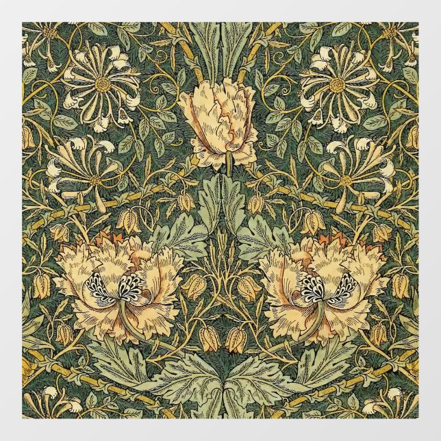 William Morris Honeysuckle Green Fensteraufkleber (Blatt)