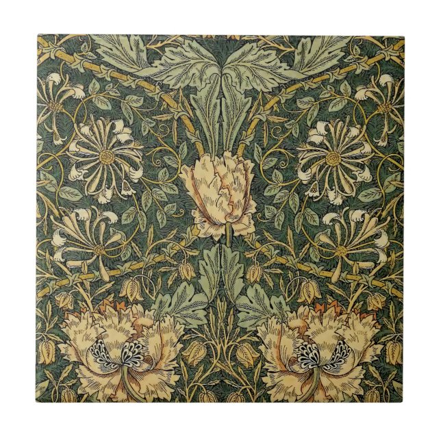 William Morris Honeysuckle Green Fliese (Vorderseite)