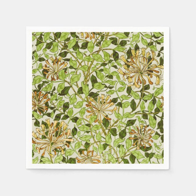 William Morris Honeysuckle Green Flowers Serviette (Vorderseite)