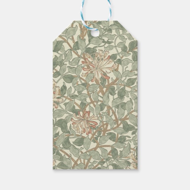 William Morris Honeysuckle Green Geschenkanhänger (Vorderseite)