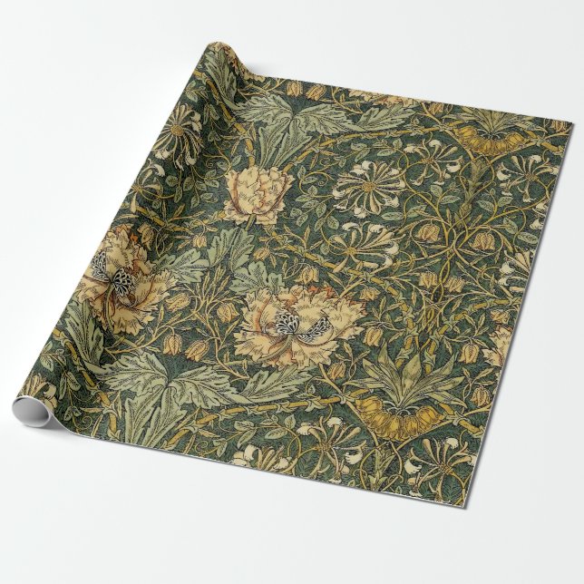 William Morris Honeysuckle Green Geschenkpapier (Ungerollt)