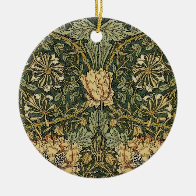 William Morris Honeysuckle Green Keramik Ornament (Vorne)