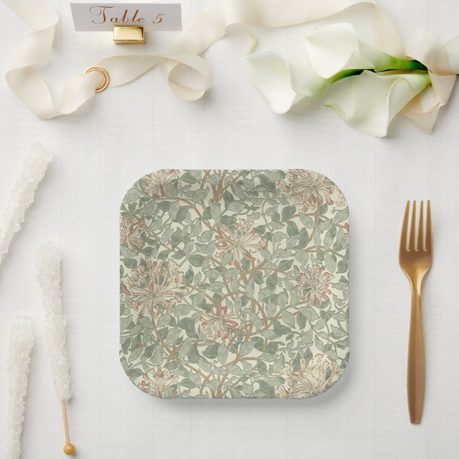 William Morris Honeysuckle Green Pappteller (Hochzeit)