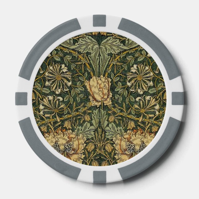 William Morris Honeysuckle Green Pokerchips (Vorderseite)