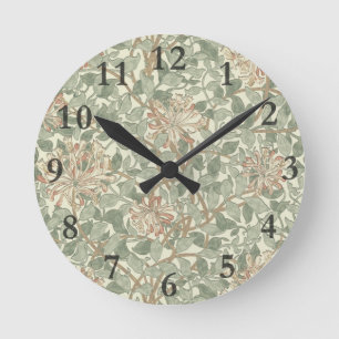 William Morris Honeysuckle Green Runde Wanduhr