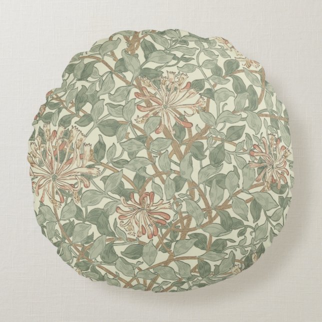 William Morris Honeysuckle Green Rundes Kissen (Vorderseite)
