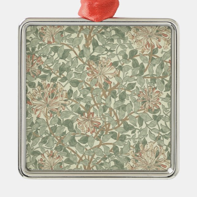 William Morris Honeysuckle Green Silbernes Ornament (Vorne)