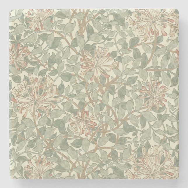 William Morris Honeysuckle Green Steinuntersetzer (Vorderseite)