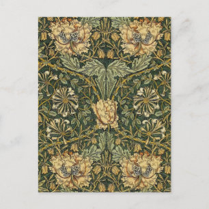 William Morris Honeysuckle Green Yellow Postkarte